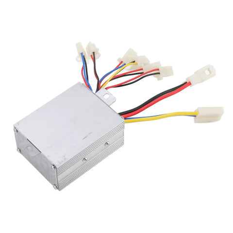 36V 500W Motor Controller With Throttle Grip For Electric Scooters, Tricycles, And Bikes, DC Speed Control Box Kit in silver casing