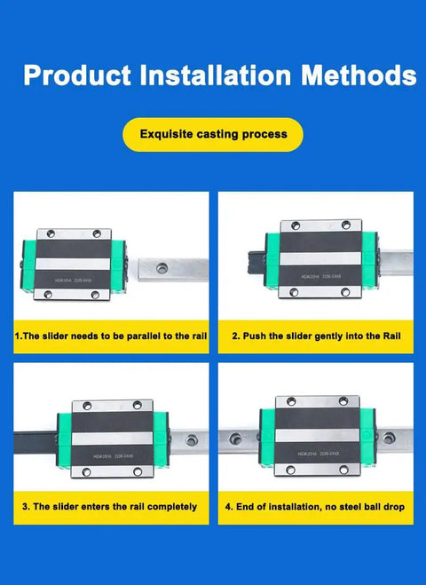 HG25 Linear Slider Rail Kit With 1500mm Length And Two HGH25CA Square Bearing Blocks For CNC Machines Pro Grade Heavy Duty Precision Linear Guide System For Smooth Motion And High Stability, installation steps