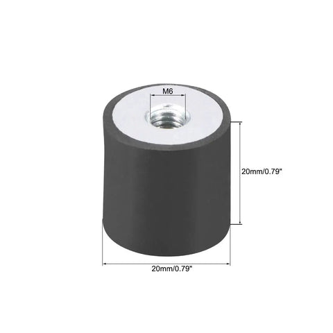 20x20mm M6 Thread Rubber Mounts Set Of 4 Vibration Isolators For Machinery And Equipment Anti Vibration Pads Silent Block Base Blocks Heavy Duty Damping Cushions To Cut Side Vibration