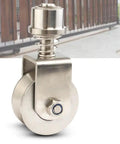Tough As Nails 304 Stainless Steel Gate Wheels With V Groove Rollers For Sliding Driveway Gates Spring Loaded Heavy Duty Casters 68Mm detailed view of 68mm wheel and spring mechanism.
