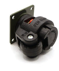 Heavy Duty Nylon Swivel Casters With Adjustable Leveling Base For Tool Carts And Work Benches Featuring Non Marking Rollers Secure Lock Brake floor friendly grip close-up of the caster.