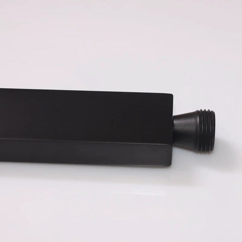Square Solid Brass Oil Rubbed Black Handheld Shower Head With Wall Connector And Hose Set High Pressure Single Function One Half Inch Connector Fits Most Hoses Durable Modern Bathroom Upgrade, focusing on the black connector.