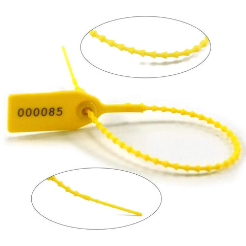 Yellow Numbered Security Zip Ties With Tamper Evident Seal Tags Pull Tight Self Locking Disposable Safety Locks For Fire Extinguishers