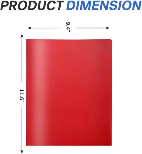 Red folder from 7 Pack Pockets Folders With Extra Labels For School Office And Business Use Durable Heavy Duty Plastic Folders With Stay Put Tabs