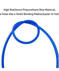 Coiled blue Five Sixteenth Inch PU Tubing Hose For Air Compressors And Fluid Transfer, 32.8 Feet Long, flexible polyurethane design.