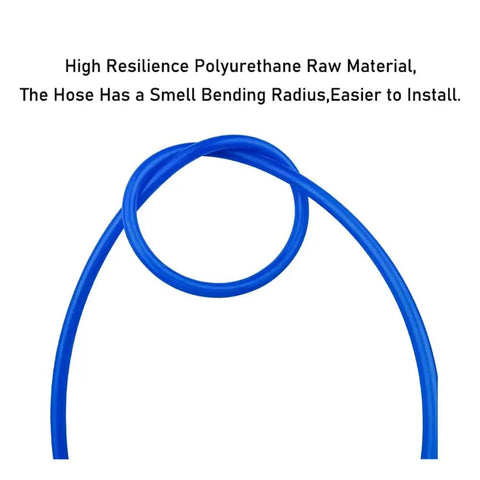 Coiled blue Five Sixteenth Inch PU Tubing Hose For Air Compressors And Fluid Transfer, 32.8 Feet Long, flexible polyurethane design.