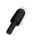 Close-up of black stainless steel shelf support peg with rubber cover, measures 0.5cm diameter and 2.7cm length.
