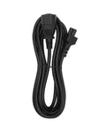Dang Solid 9.8 Foot C14 To C5 Power Extension Cord With Snug Molded Fit For Computers Monitors And Desk Setups laid flat, showing connectors.