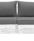 Outdoor Replacement Cushions For Patio Furniture 14 Piece Gray Cushion Set For Six Seat Rattan Wicker Sectional Sofa Water Repellent Cushions