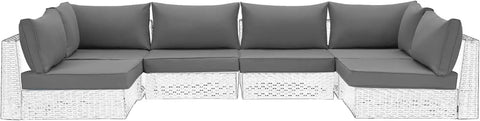Outdoor Replacement Cushions For Patio Furniture 14 Piece Gray Cushion Set For Six Seat Rattan Wicker Sectional Sofa Water Repellent Cushions