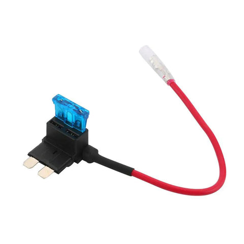 3 Pack Premium Acu Add-A-Circuit Fuse Tap Piggyback Blade Fuse Holder Kit with blue fuse and red wire harness for car upgrades.