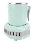 Fast Cool Down Or Heat Electric Cooling Cup 420Ml Dual Temp Desktop Beverage Chiller Warmer For Coffee Tea Energy Drinks in pastel green.