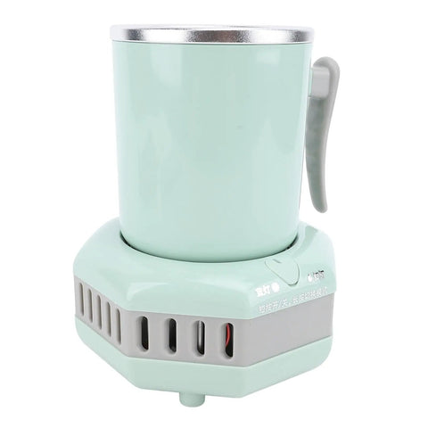 Fast Cool Down Or Heat Electric Cooling Cup 420Ml Dual Temp Desktop Beverage Chiller Warmer For Coffee Tea Energy Drinks in pastel green.