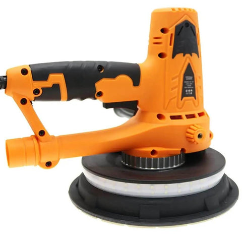 Smooth Operator Wall Grinder And Polishing Machine With Dust Free Self Absorption For Putty And Drywall Adjustable Speed Up To 2500 Rpm, detailed view showing handle and sanding pad.