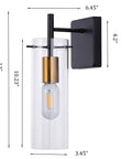 Black Gold Wall Sconces Set Of Two With Clear Glass Shades Modern Metal Vanity Lights For Bathroom Bedroom Hallway