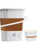 Super Portable Mini Washer And Dryer Combo, Totally Foldable Compact Laundry Machine For Baby Clothes And Underwear, Lightweight No Stress Quick Wash Setup For Camping Rv And Dorm Life Brown with hose setup.