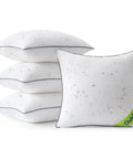Stack of waterproof Outdoor Pillow Inserts 18x18 Inch, 4 pack with plush 7D polyester fiber fill for patio and garden use