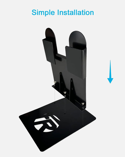 Dope Portable Skateboard Floor Stand With Dual View Display, black metal, easy installation, angled surface view, silicone grip base.
