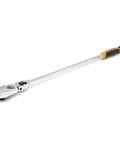 Half Inch Drive 90 Tooth Dual Material Locking Flex Head Teardrop Ratchet With Twenty Four Inch Reach shown with comfort grip handle.
