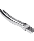 Stainless steel mandoline slicer with five-blade julienne head for vegetables.