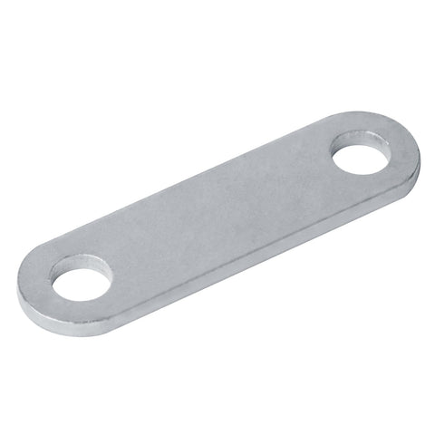8 Pack Heavy Duty Trailer Leaf Spring Shackle Straps For Double Eye Leaf Springs 3/16 Inch Thick 4 7/8 Inch Overall Length 9/16 Inch Bolt Holes Electro Galvanized Low Carbon Steel Bolts Not Included showing shackle strap with bolt holes.