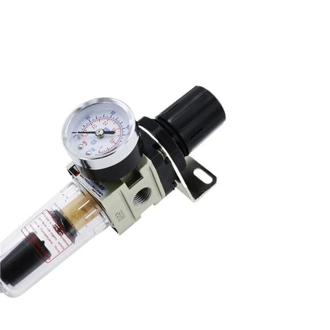 1/4 Inch Pneumatic Air Pressure Regulator With Oil Water Separator, Compressor Air Filter Controller, Regulating Regulator Trap No Fuss For Industrial Air Systems, Durable And Easy Install, black with gauge