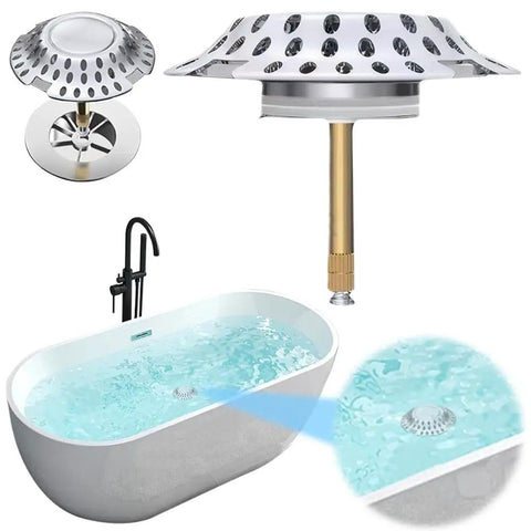 Hair Stopper Catcher Anti-Clogging Bathtub Drain Stopper with Strainer for effective hair capture and tub sealing.