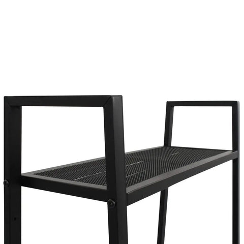 Top view of Industrial 4 Tier Metal Ladder Shelf For Books And Plants, Ladder Style Display Rack, Black Finish, 24.4 X 14 X 58.3 Inches