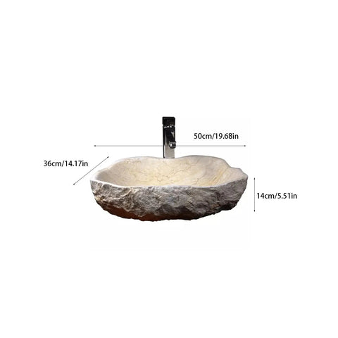 Top Shelf Stone Vessel Bathroom Sink Ideal For Countertops Or Patios Featuring A Slick Smooth Bowl Interior And Rugged Outside Look That Is A Serious Space Upgrader. Size 50cm x 36cm x 14cm.