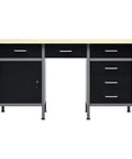 Heavy Duty Workbench With 6 Drawers And Lockable Cabinet 63 Inch Steel Work Station with adjustable feet and stable frame