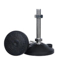 Adjustable Articulating Furniture Leveling Feet Glides To Crush Wobbly Tables And Shaky Floors with rubber base and metal threads.