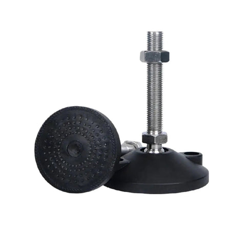 Adjustable Articulating Furniture Leveling Feet Glides To Crush Wobbly Tables And Shaky Floors with rubber base and metal threads.