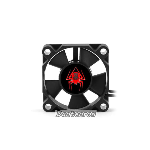 Ultra Fast RC Motor Cooling Fan with High Speed Heatsink, 30mm size, front view, with spider logo, fits various scale RC cars