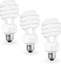 Three Pack 23W CFL Light Bulbs With E26 Base 2700K Warm White 1600 Lumens Brightness 100W Equivalent Great For Home Use Energy Efficient Long Lasting Up To 10000 Hours UL Listed