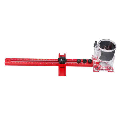 4 In 1 Router Jig Kit For Pro Woodworking Circle Cutting Guide Edge Trimmer Center Finder And Round Block Cutter With Built To Last Heavy Duty Aluminum Alloy Base 445mm Length For Cabinets And Furniture Making, red aluminum jig