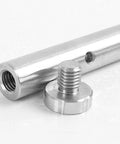 Close-up of Stainless Steel Telescope Counterweight Bar For Equatorial Mount Balance Rod 314mm M16 with threaded end and bolt