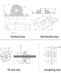 Two Pack 3D Printer Parts T8 Lead Screw Kit Stainless Steel Vertical Or Horizontal Mounts 8mm Outer Diameter With Nut And Bearing Blocks For Custom Builds, size chart