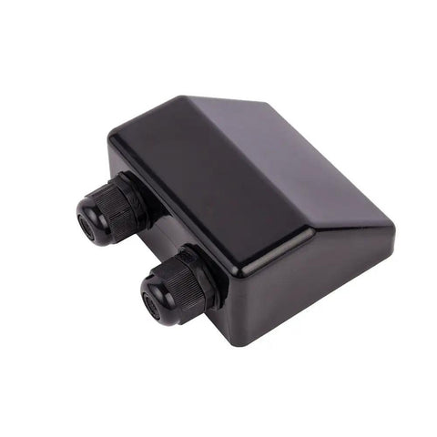 Solar Cable Entry Gland Housing Mount For RVs Boats Caravans And Marine Applications Waterproof UV Resistant 100 Percent Recyclable Cable Gland Fits 6mm To 12mm Easy Install Aluminum Frame Compatible, black housing with two cable glands
