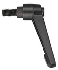 M8 15mm Adjustable Clamping Lever With Push Button Ratchet, Male Threaded Stud Knobs, Locking Rotating Screw Handles in Matte Black