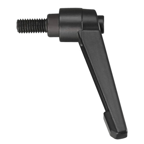M8 15mm Adjustable Clamping Lever With Push Button Ratchet, Male Threaded Stud Knobs, Locking Rotating Screw Handles in Matte Black