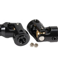 Stainless Steel Front And Rear Driveshafts For 1/10 Scale RC Crawlers, 68 To 229mm Adjustable, Cut To Length, Two Piece Set, Heavy Duty Shaft Kit For Capra GSPEED Element LCG Rigs And DIY Scalers, black U-joint ends with screws