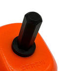 Close-up of the Screwdriver 2.0 Drill Attachment For Quick Ground Screw Installation And Removal showing 3/8 inch hex drive