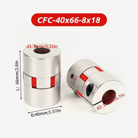 8mm To 18mm Bore Flexible Shaft Coupling Aluminum Body 40mm Diameter 66mm Length Spider Style Coupler for CNC Machines