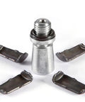 LockNLube Coupler Rebuild Kit 3-Pack; metal jaws and seals for grease coupler, front view.