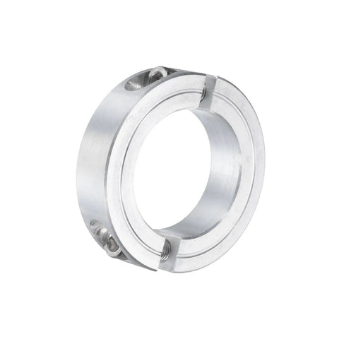 Beefy Double Split Clamp-On Shaft Collar For 1-1/2 Inch Shaft, Two-Piece Aluminum Alloy Build, with set screw visible