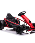 Red Turbocharged Dual 300W Motors 24V Go Kart for Kids 8 to 12, drift mode, outdoor ride-on toy, seatbelt, top speed 8.1 mph, max load 175lbs.