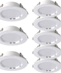 JUDYSSY 8Pack White Baffle Trim LED Recessed Can Retrofit Light 3.9 Inch Ultra Thin LED lighting kit in white aluminum shade.