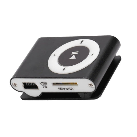 Clip On MP3 Player With USB Cable And Earphones Ultra Lightweight Portable Music Player For Running And Hiking Screenless Mini MP3 Player For Sports Black close-up