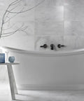 Brushed Nickel Tub Faucet With Wall Mounted Spout 3-Hole High Flow Tub Filler 2-Handle Valve And Trim Kit