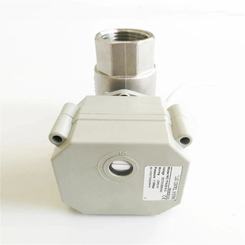 Built Tough DN32 Electric Shut Off Valve With Limit Switch SS304 Stainless Steel Gears DC24V Motorized Control Valve NPT Thread view of the valve.